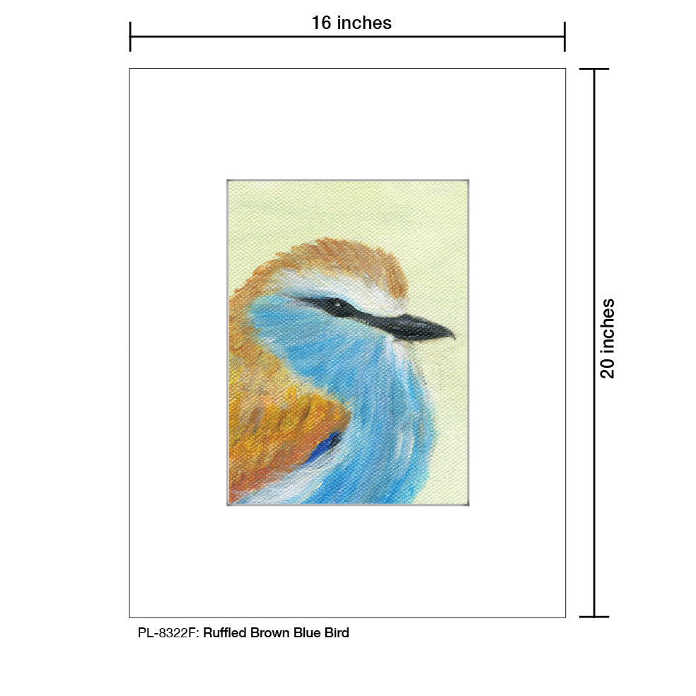 Ruffled Brown Blue Bird, Print (#8322F), Printe Matted, www.printedcanvas.com
