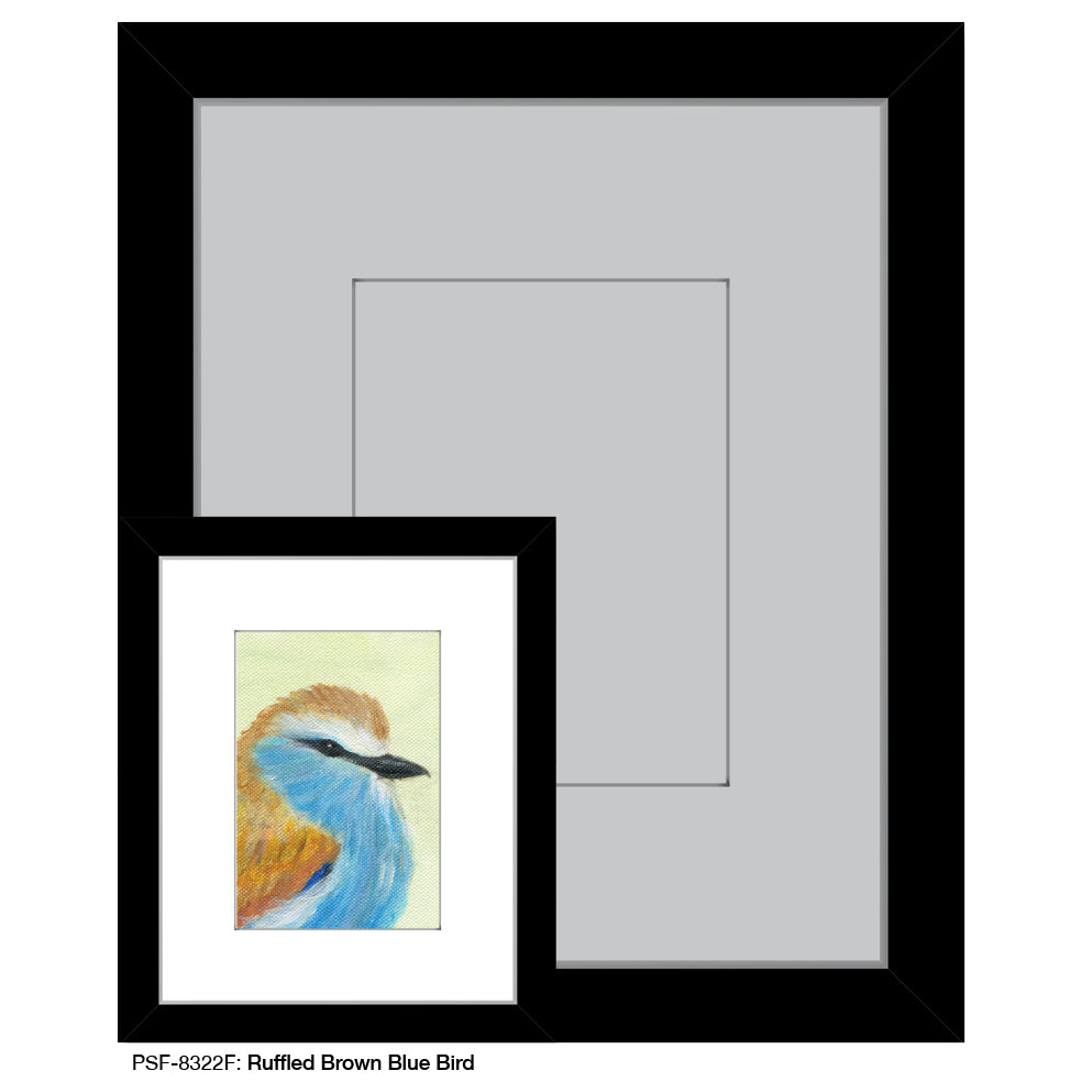 Ruffled Brown Blue Bird, Print (#8322F), Print Matted, www.printedcanvas.com