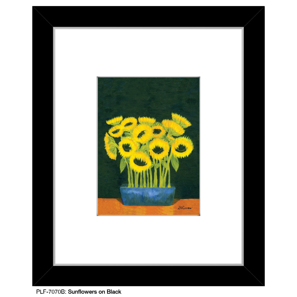 Sunflowers on Black, Print (#7070B) - Printed Canvas