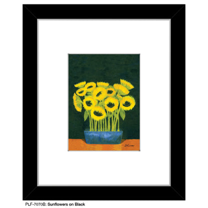 Sunflowers on Black, Print (#7070B) - Printed Canvas