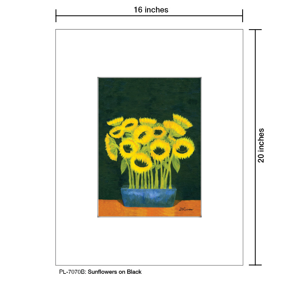 Sunflowers on Black, Print (#7070B) - Printed Canvas