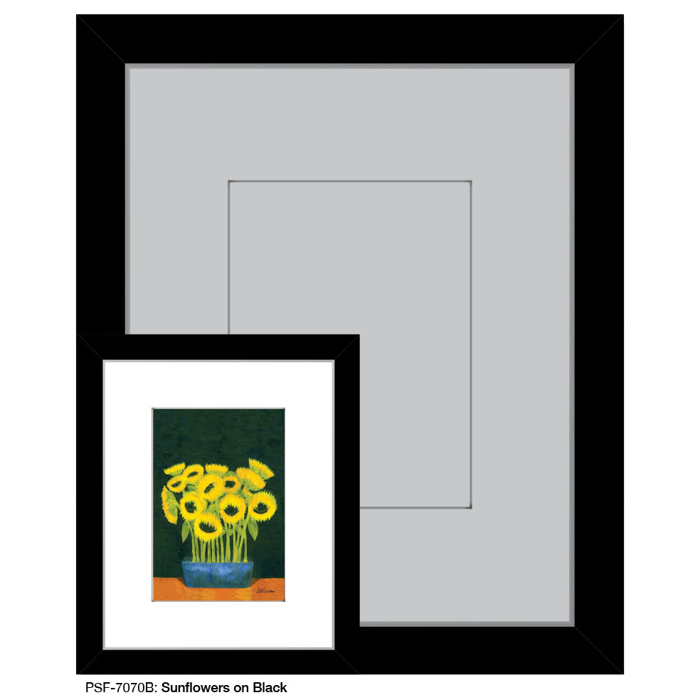 Sunflowers on Black, Print (#7070B) - Printed Canvas