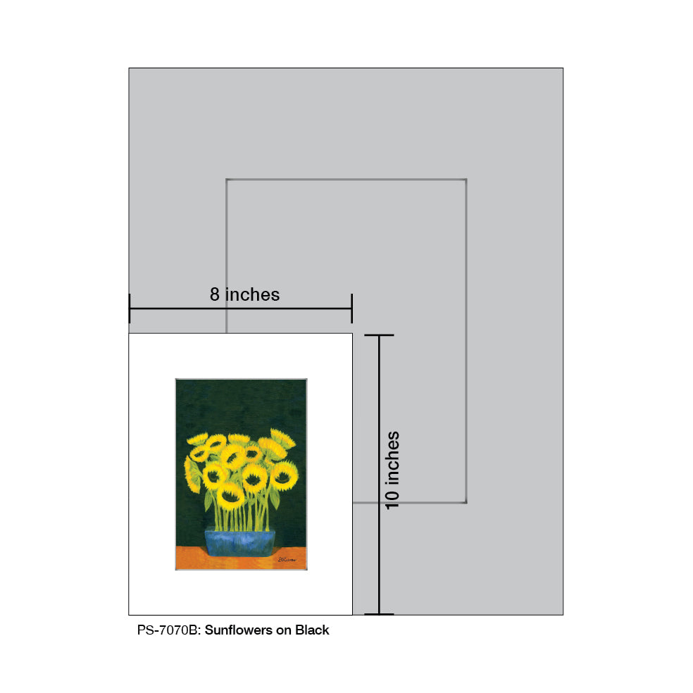Sunflowers on Black, Print (#7070B) - Printed Canvas