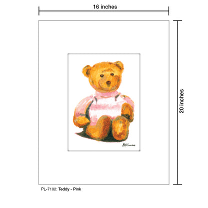 Teddy - Pink, Print (#7102A), Printe Matted, www.printedcanvas.com