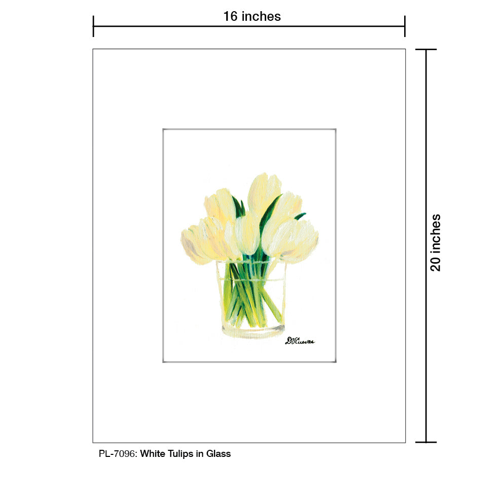 White Tulips in Glass, Print (#7096) - Printed Canvas