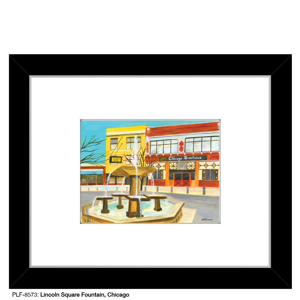 Lincoln Square Fountain, Chicago, Print (#8573A), Print Matted, www.printedcanvas.com