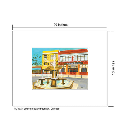 Lincoln Square Fountain, Chicago, Print (#8573A), Printe Matted, www.printedcanvas.com