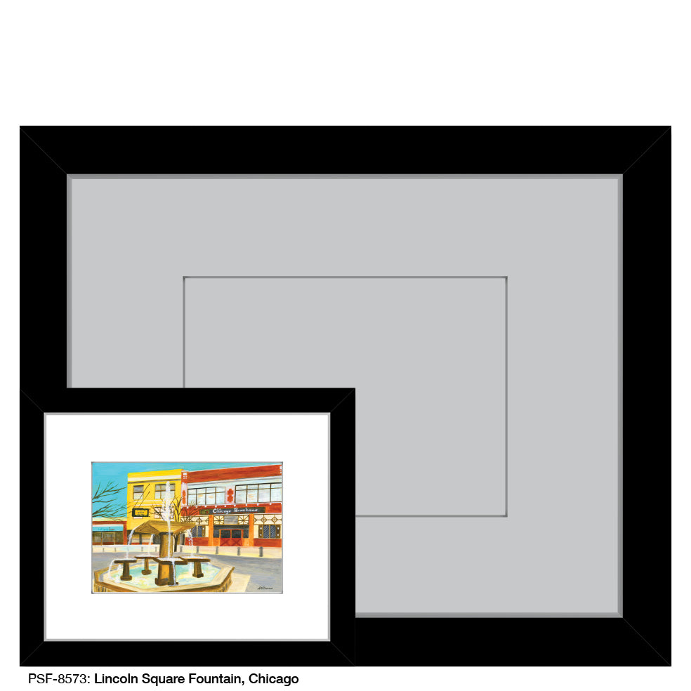 Lincoln Square Fountain, Chicago, Print (#8573A), Print Matted, www.printedcanvas.com