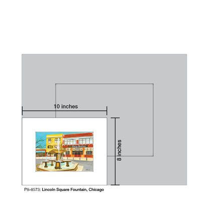 Lincoln Square Fountain, Chicago, Print (#8573A), Print Matted, www.printedcanvas.com