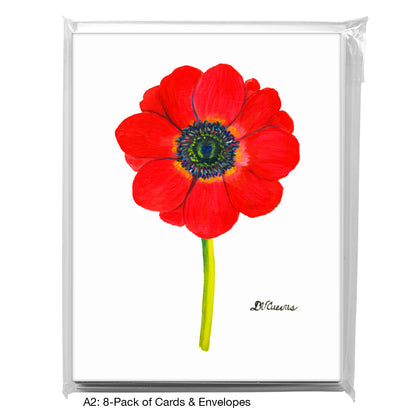 Anemone Red Close-Up, Greeting Card (7269S), A2 8-Pack, printedcanvas.com