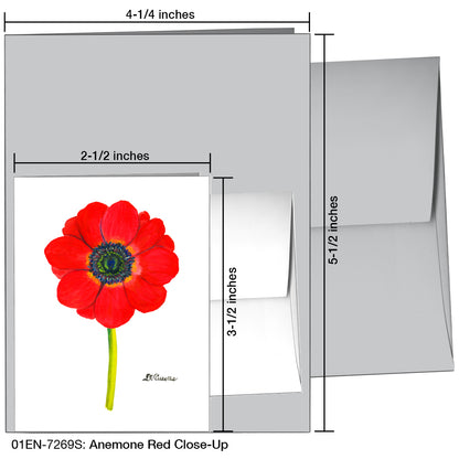 Anemone Red Close-Up, Greeting Card (7269S), Enclosure, printedcanvas.com