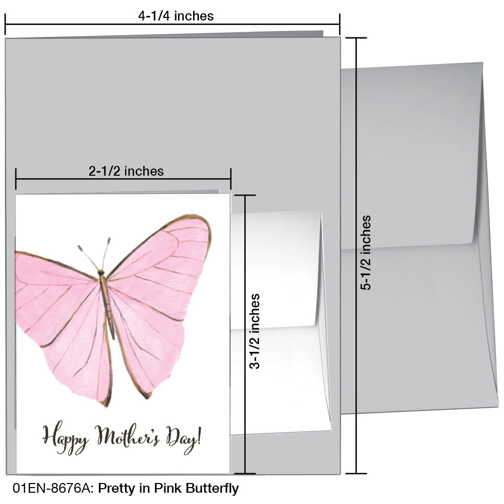 Pretty in Pink Butterfly, Greeting Card (8676A), Enclosure Card, www.printedcanvas.com
