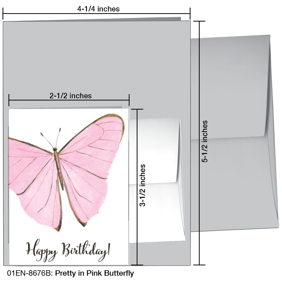 Pretty in Pink Butterfly, Greeting Card (8676B), Enclosure Card, www.printedcanvas.com