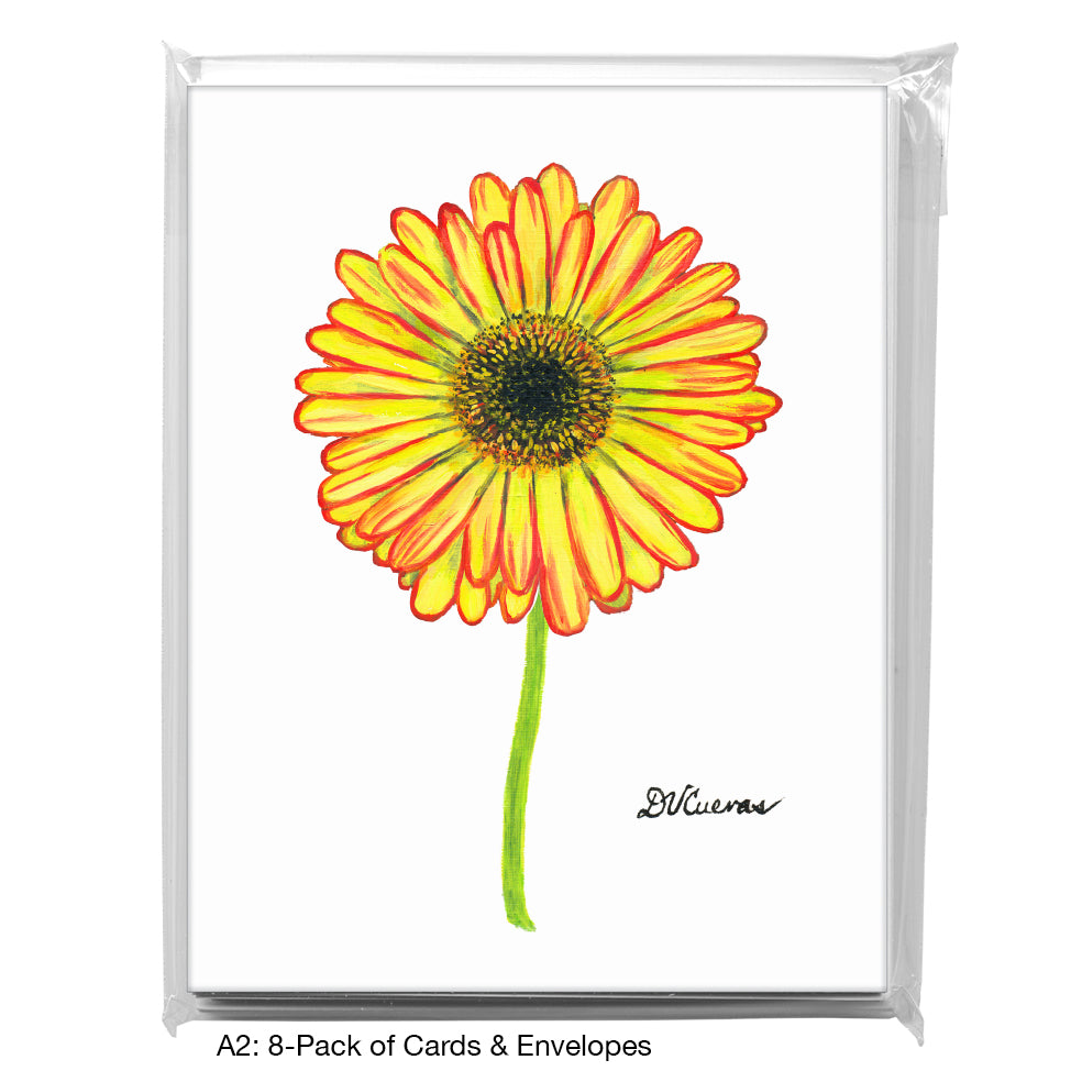 Gerber Yellow with Red, Greeting Card (7861B), A2 Card 8-Pack, www.printedcanvas.com