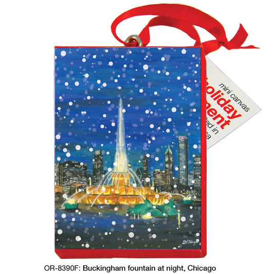 Buckingham Fountain At Night, Chicago, Ornament (OR-8390F)