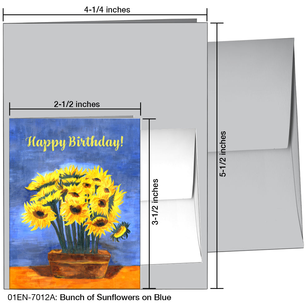 Bunch Of Sunflowers On Blue, Greeting Card (7012A)