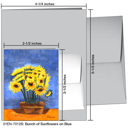 Bunch Of Sunflowers On Blue, Greeting Card (7012B)