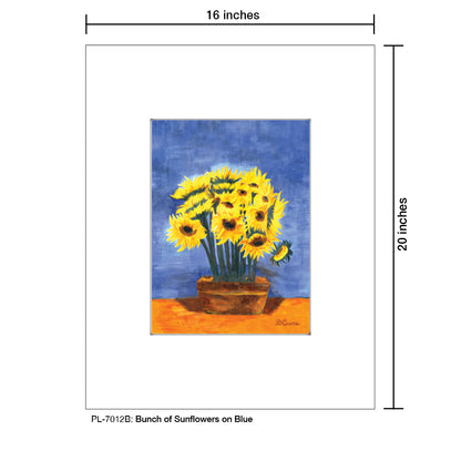 Bunch of Sunflowers on Blue, Print (#7012B)