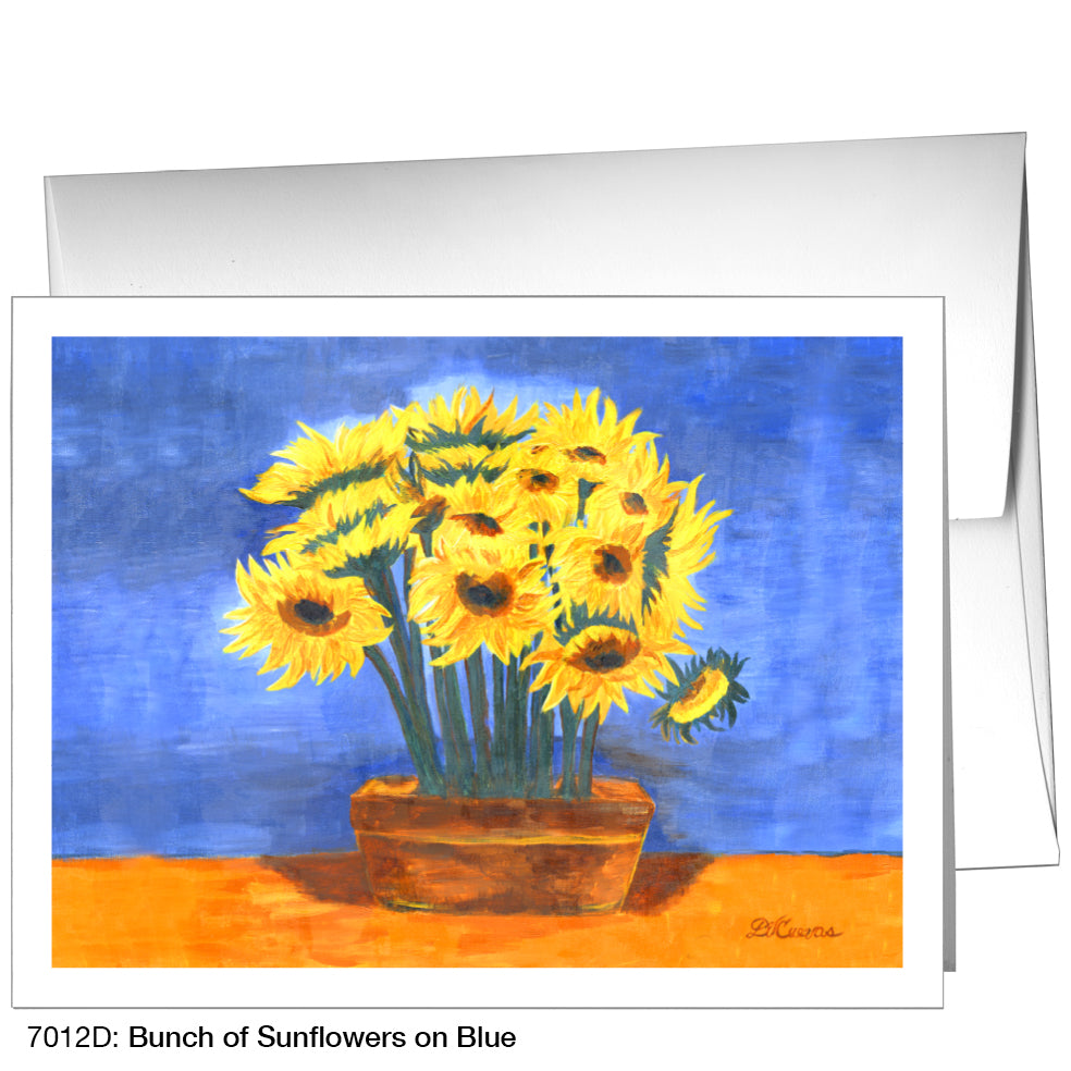 Bunch Of Sunflowers On Blue, Greeting Card (7012D)