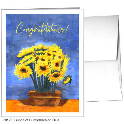 Bunch Of Sunflowers On Blue, Greeting Card (7012F)