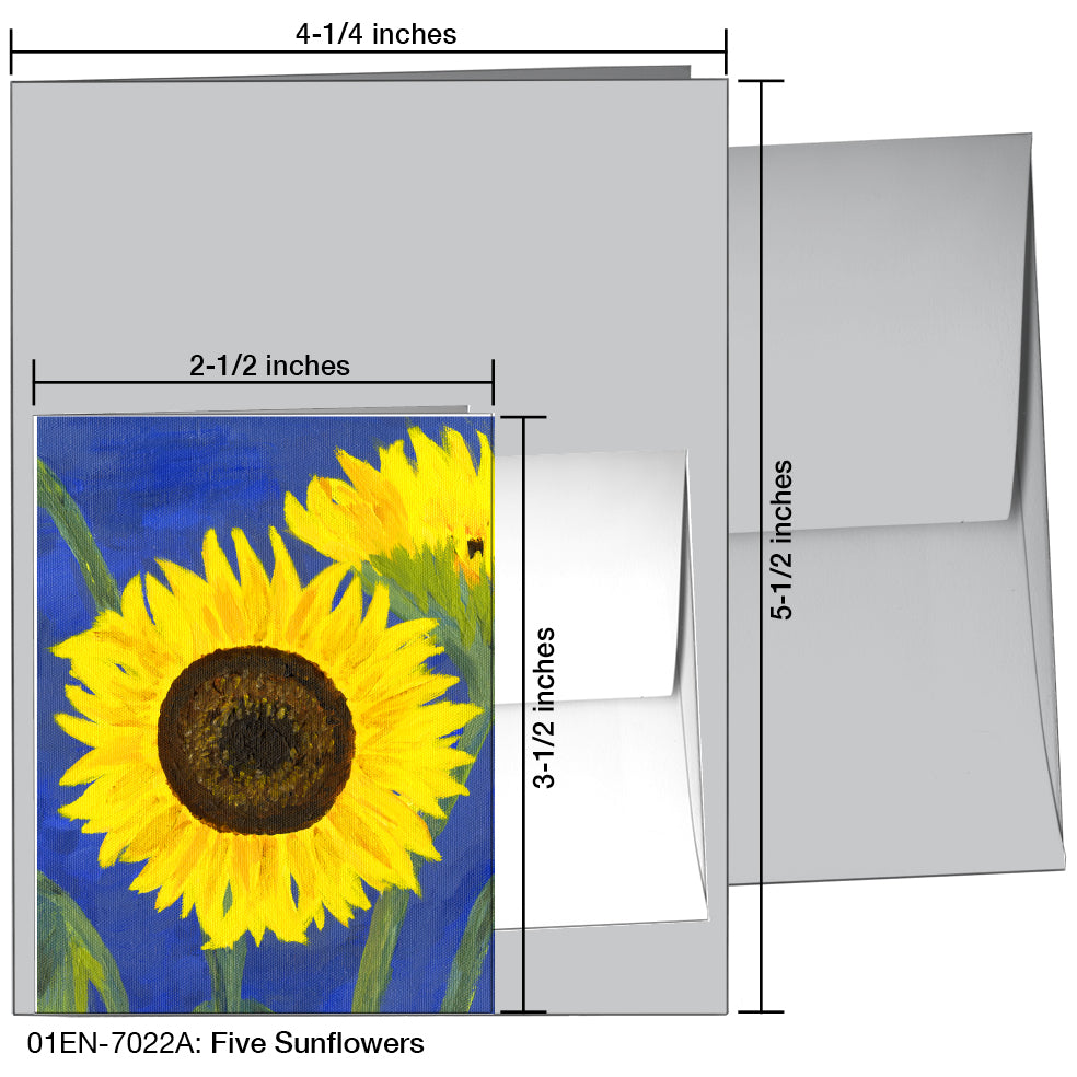 Five Sunflowers, Greeting Card (7022A)
