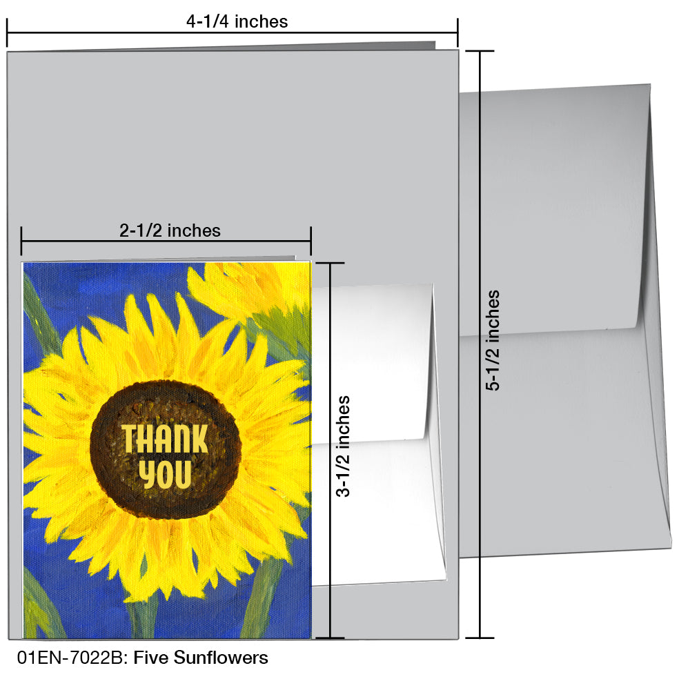 Five Sunflowers, Greeting Card (7022B)