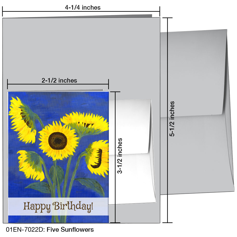 Five Sunflowers, Greeting Card (7022D)