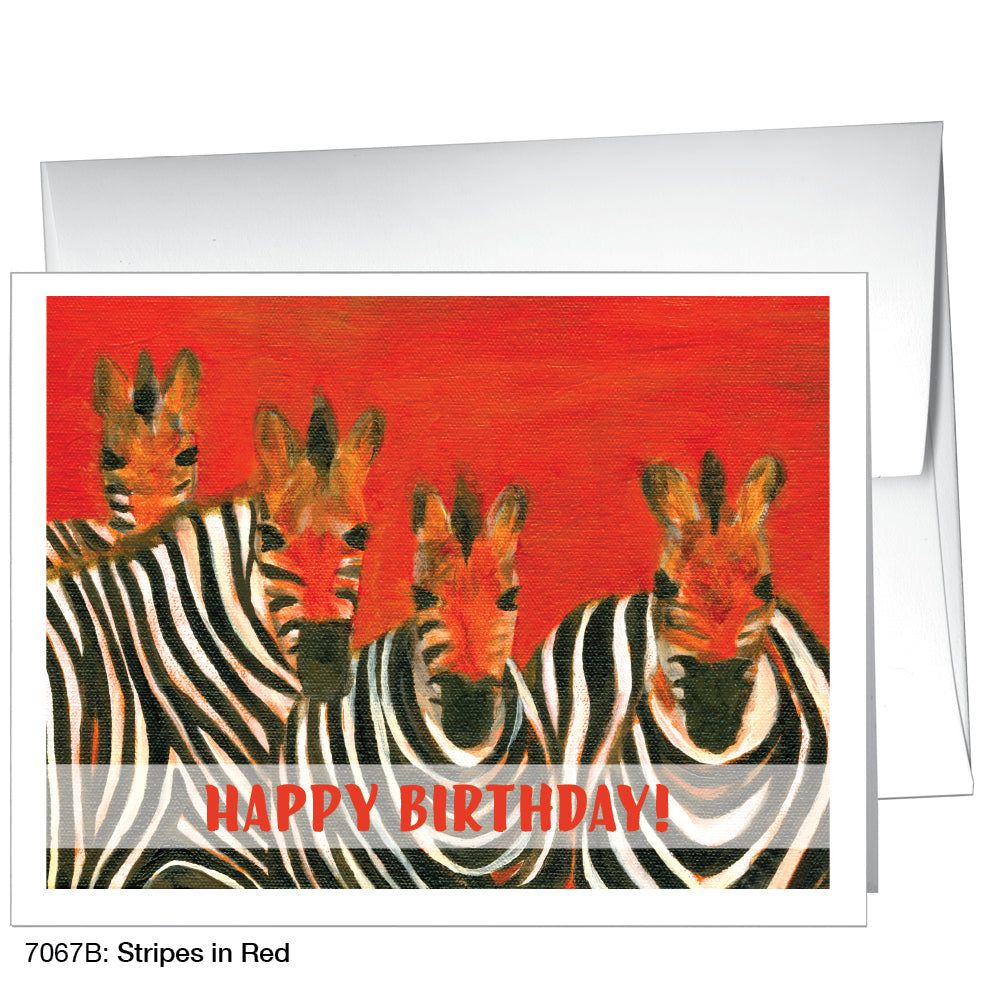 Stripes In Red, Greeting Card (7067B)