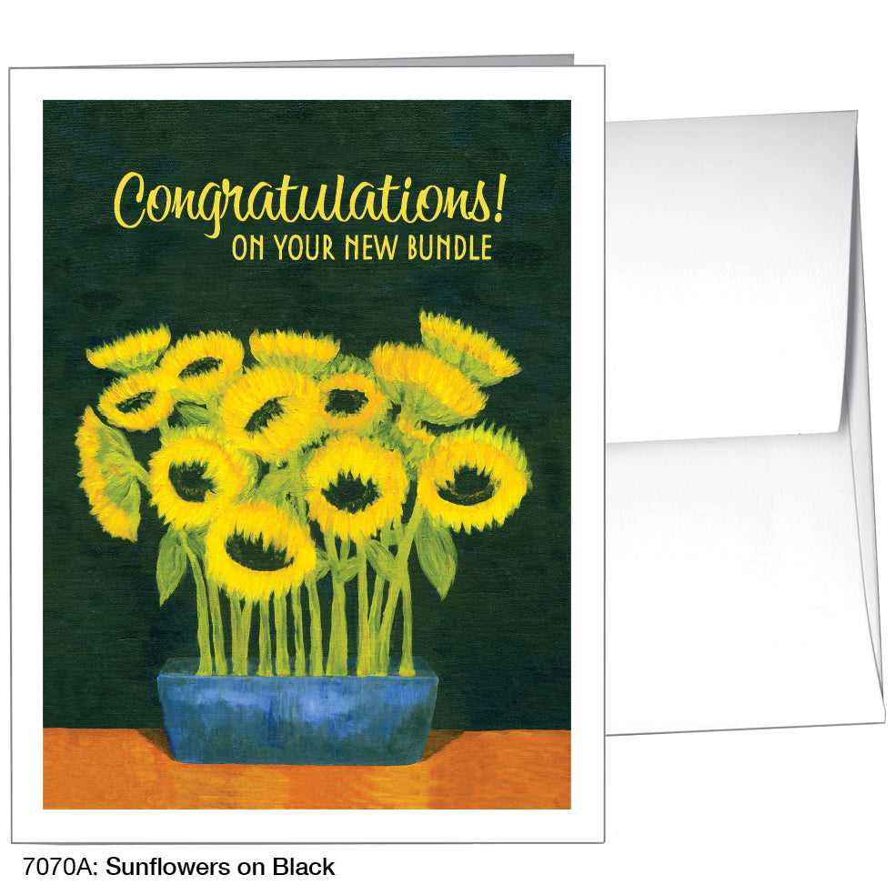 Sunflowers On Black, Greeting Card (7070A)