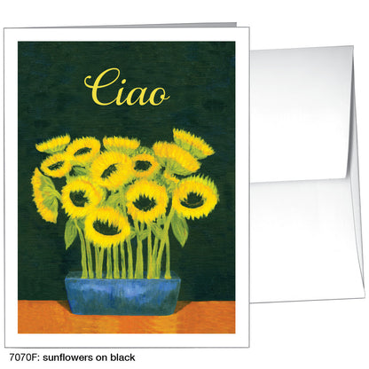 Sunflowers On Black, Greeting Card (7070F)