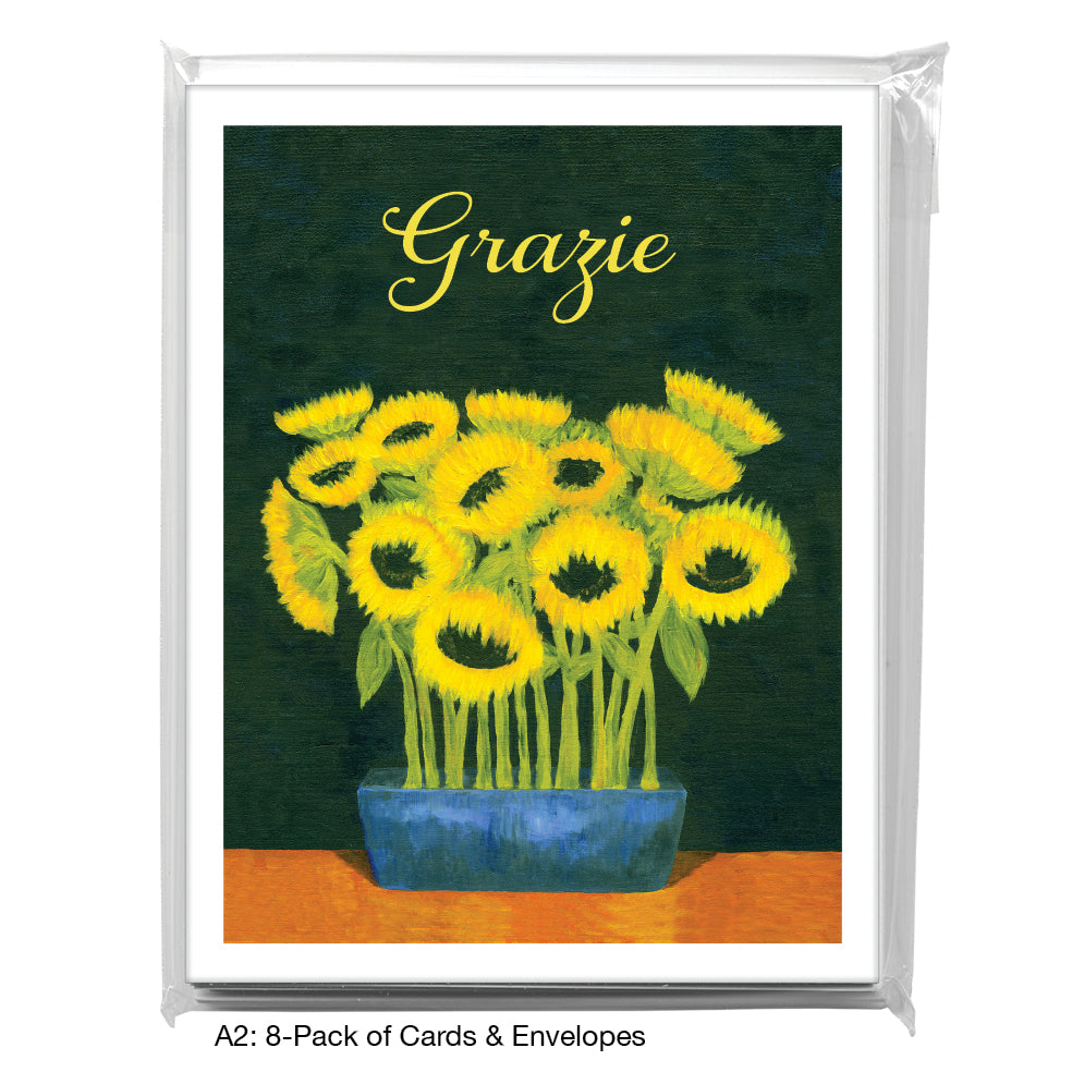 Sunflowers On Black, Greeting Card (7070G)