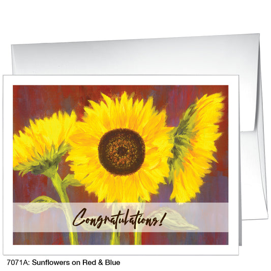 Sunflowers On Red & Blue, Greeting Card (7071A)