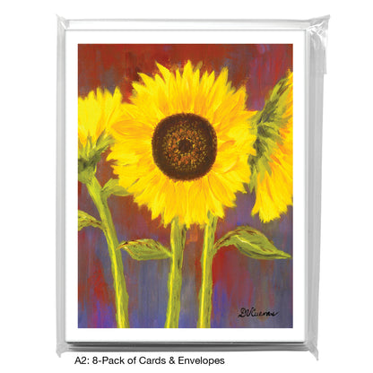 Sunflowers On Red & Blue, Greeting Card (7071B)