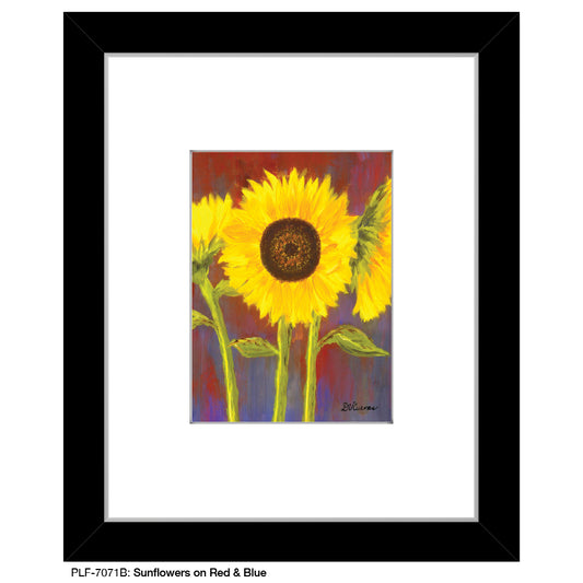 Sunflowers on Red & Blue, Print (#7071B)