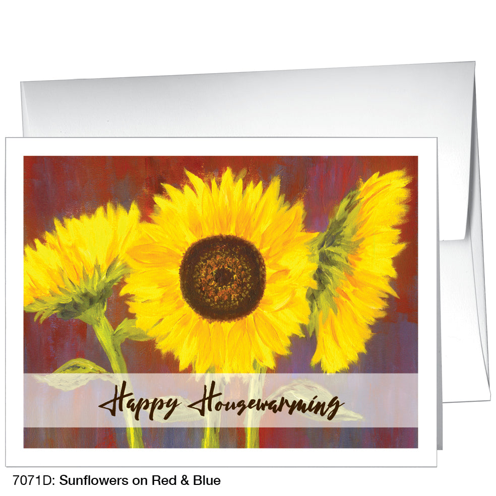 Sunflowers On Red & Blue, Greeting Card (7071D)