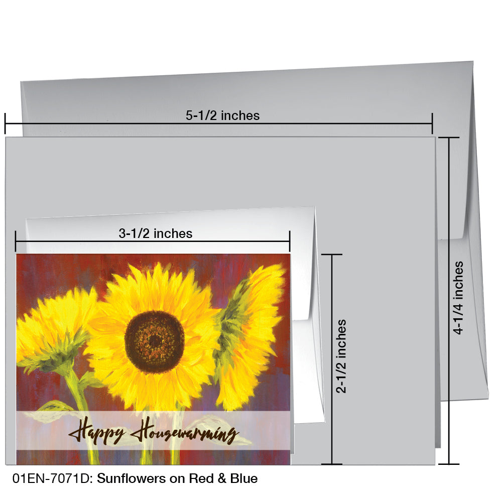 Sunflowers On Red & Blue, Greeting Card (7071D)