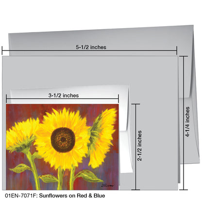 Sunflowers On Red & Blue, Greeting Card (7071F)
