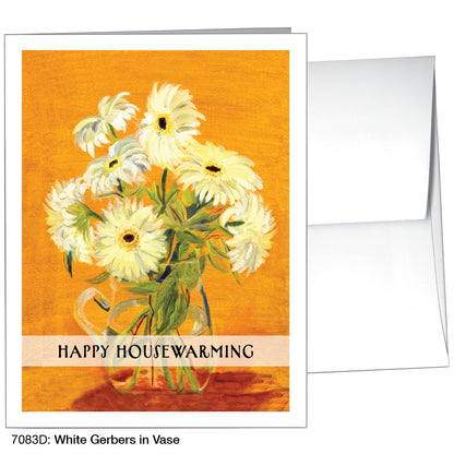 White Gerbers In Vase, Greeting Card (7083D)