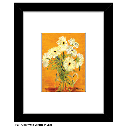 White Gerbers in Vase, Print (#7083)
