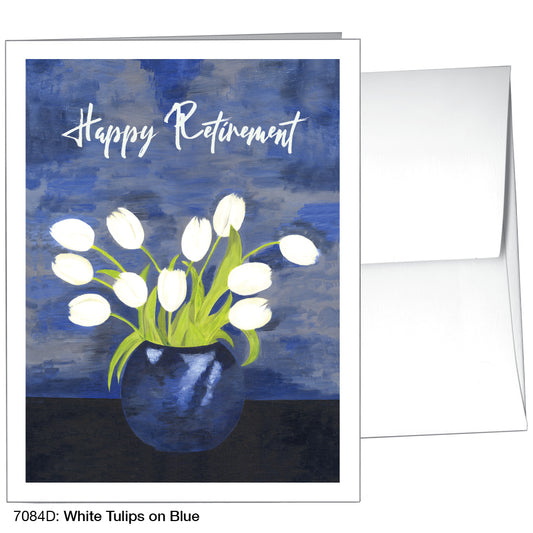 White Tulips On Blue, Greeting Card (7084D)