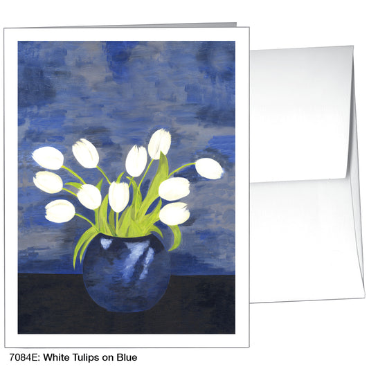 White Tulips On Blue, Greeting Card (7084E)