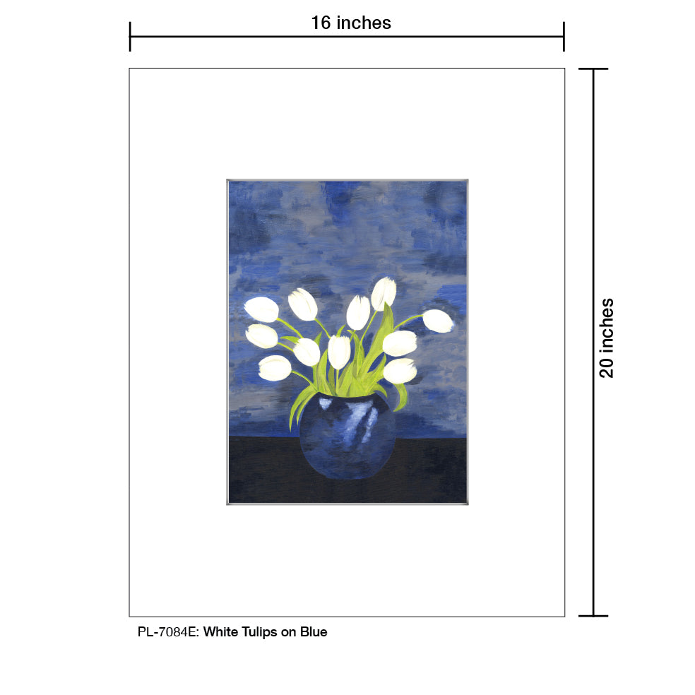 White Tulips on Blue, Print (#7084E)