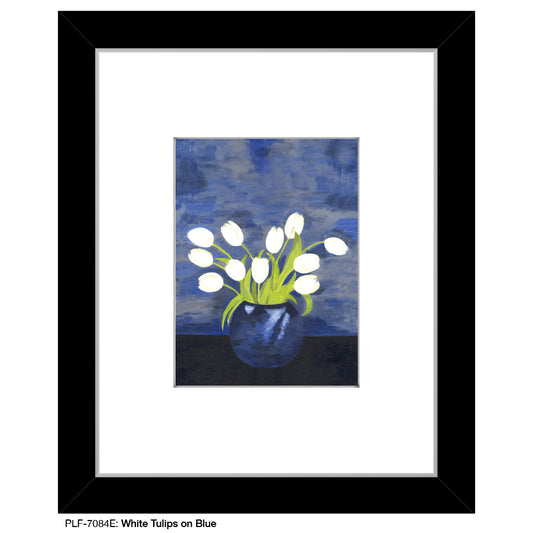White Tulips on Blue, Print (#7084E)
