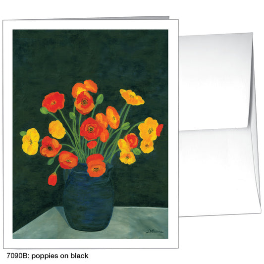 Poppies On Black, Greeting Card (7090B)