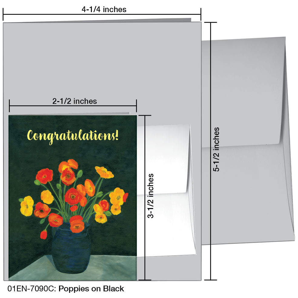 Poppies On Black, Greeting Card (7090C)
