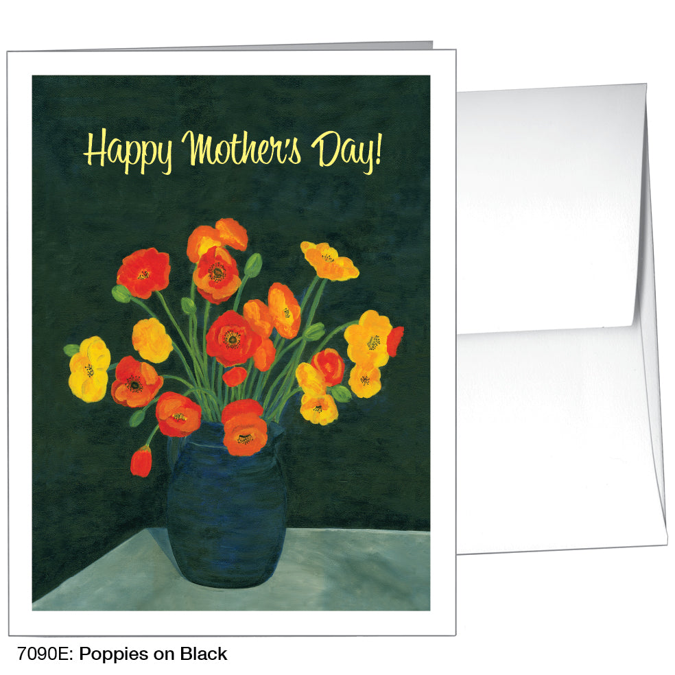 Poppies On Black, Greeting Card (7090E)