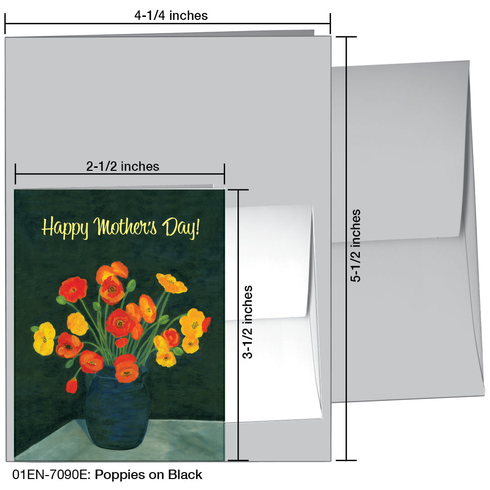 Poppies On Black, Greeting Card (7090E)