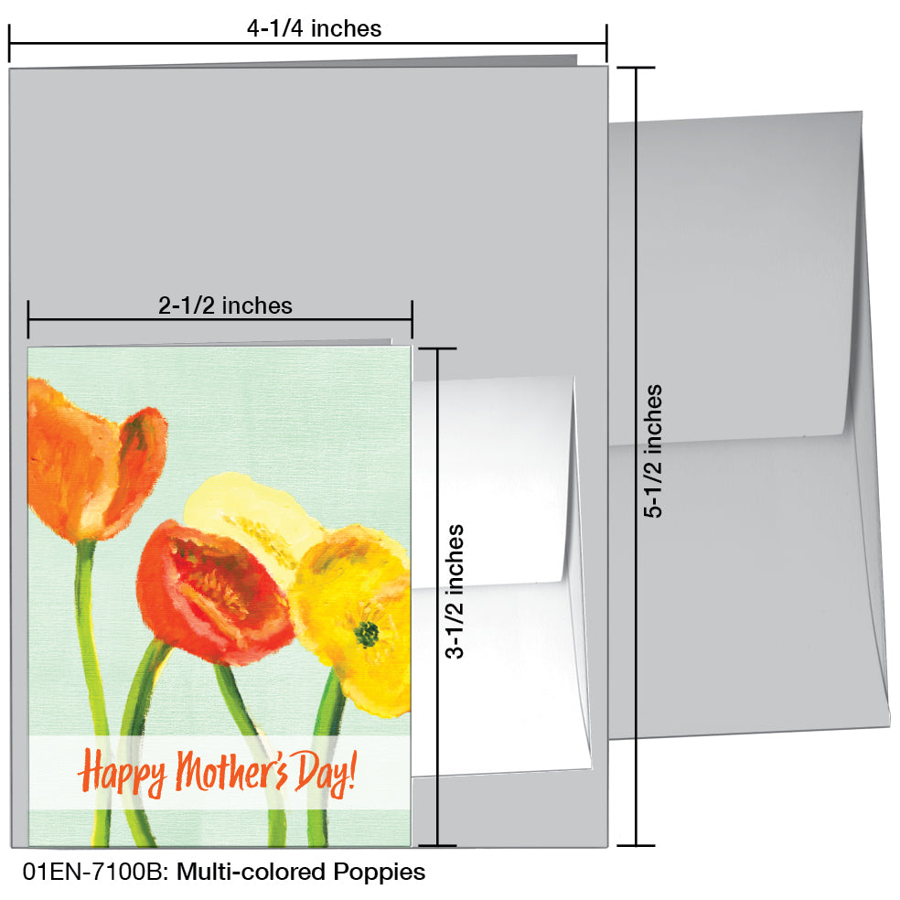 Multi-Colored Poppies, Greeting Card (7100B)