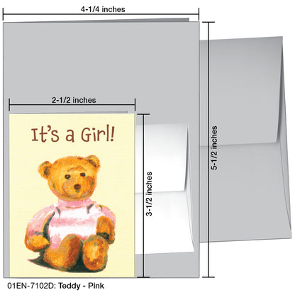 Teddy - Pink, Greeting Card (7102D)