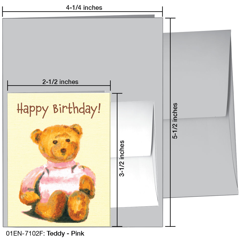 Teddy - Pink, Greeting Card (7102F)